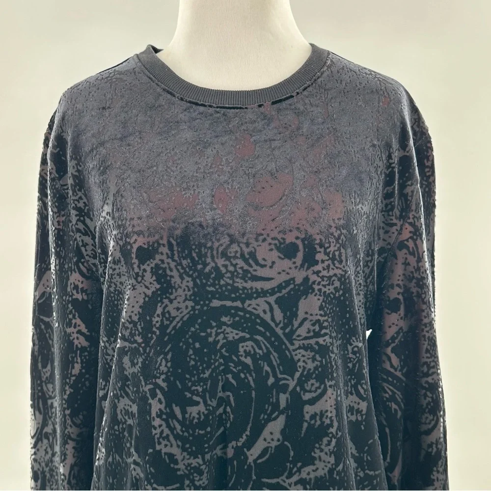 INC international concepts sweater size M black Paisley pullover sweatshirt
